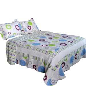 Slickblue King Size 3PC Bubbles Cotton Quilt Set — Vermicelli Quilted, Machine Washable, 2 Shams Included - 1 of 4