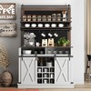 Kitchens Coffee Hutch Cabinet Farmhouse Coffee Bar Cabinet 75" Tall Buffet Cabinet w/ Storage Large Bar Cabinet Buffet Sideboard w/ Sliding Barn Door - 3 of 4