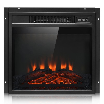 Tangkula 18'' Electric Fireplace Heater Freestanding & Recessed Electric Stove Heater w/Adjustable LED Flame