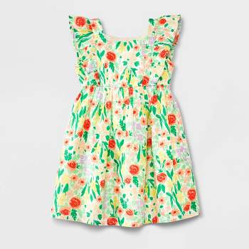 Toddler Girls' Adaptive Spring Floral Dress - Cat & Jack™ Cream