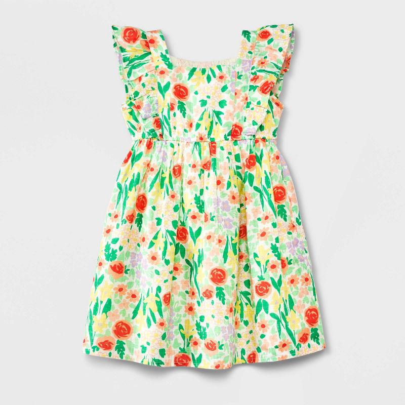 Toddler Girls&#39; Adaptive Spring Floral Dress - Cat &#38; Jack&#8482; Cream, 1 of 6