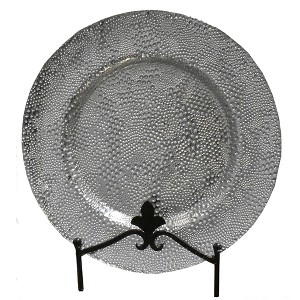Essential Decor & Beyond 13.2" Modern Glam Glass Charger in Silver Set of 4 - 1 of 4