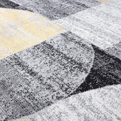 Yellow and Gray Geometric Design Runner Rug 2' x 7'