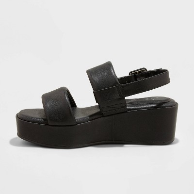 wide width black platform heels