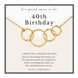 HOPE LOVE SHINE 40th Birthday Gift for Her – 4 Ring Gold Silver Necklace, Four Decades Jewelry for Women Milestone - 1 of 4