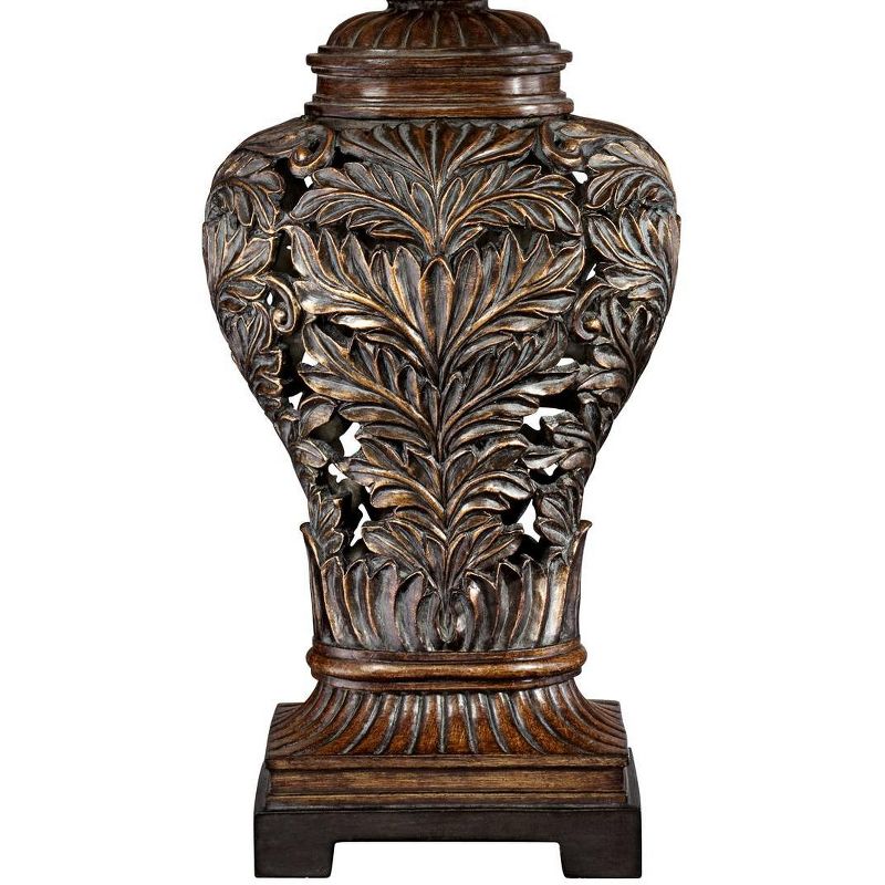Barnes and Ivy Leafwork Traditional Table Lamp 32 1/2" Tall Bronze with USB Dimmer Cord Tan Rectangular Shade for Bedroom Living Room Bedside Office, 4 of 10