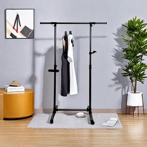 Portable Single-Rod Height Adjustable Clothes Rack with Extendable Bar and Wheels, Rolling Garment, Single Rod Wardrobe Rack, for Clothes,Bags - 1 of 4