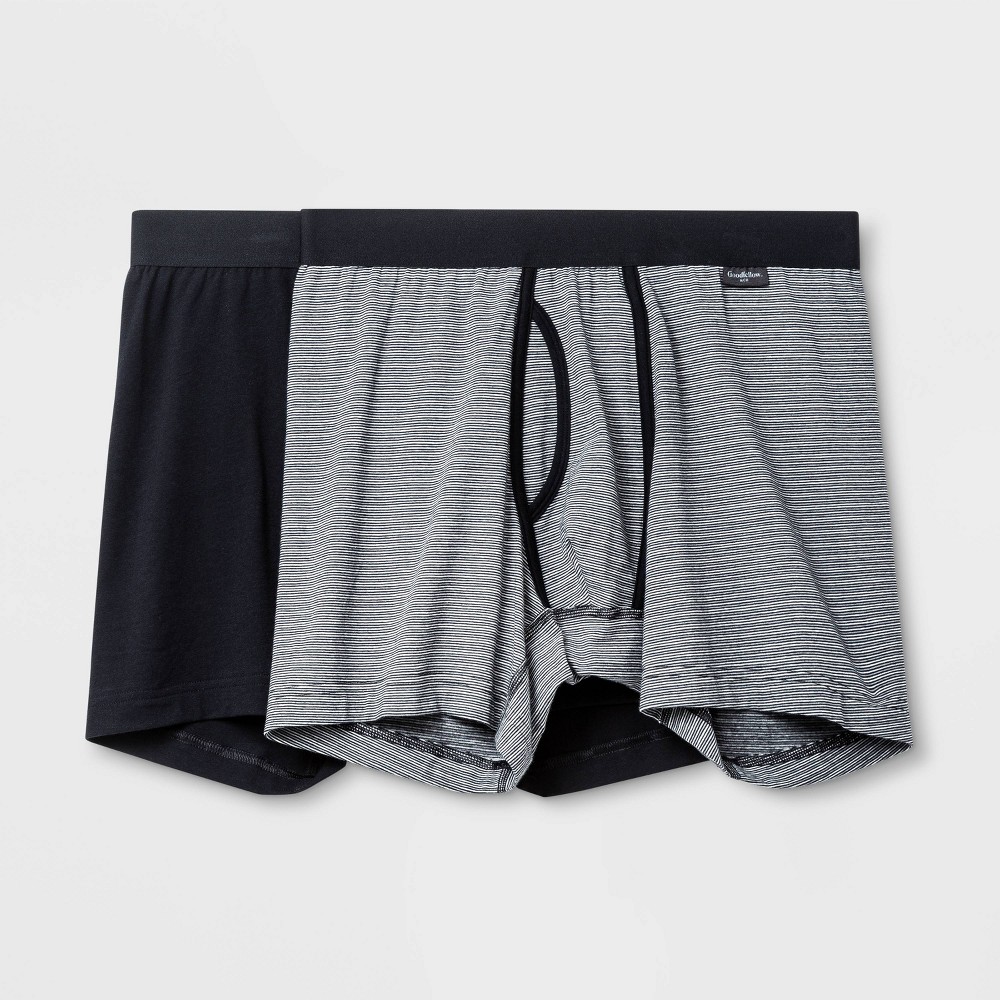 Men's Striped 2pk Boxer Briefs - Goodfellow & Co™ Black/Gray M