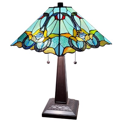 Amora Lighting Tiffany Style Floral Mission Table Lamp 23" High