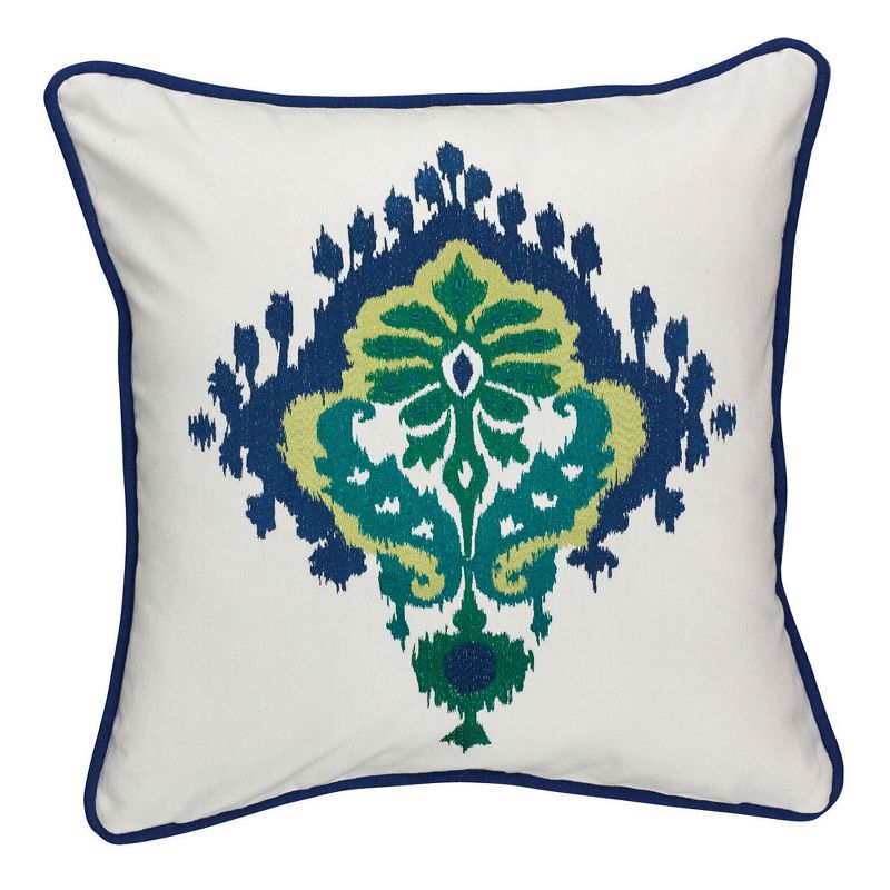 Split P Majolica Embroidered Pillow Cover, 1 of 2