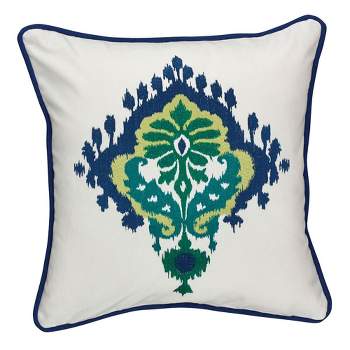 Split P Majolica Embroidered Pillow Cover