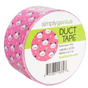 Simply Genius Pattern Duct Tape Heavy Duty, Craft Supplies, Colored Duct Tape, Single Roll 1.8 in x 10 yards (Bubble Gum Kitty) - 1 of 4
