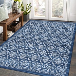 Washable Area Rug with Modern Floral Design, Low Pile, Non-Slip and Non-Shedding Carpet, Foldable Farmhouse Style for Entryway and Bedroom - 1 of 4