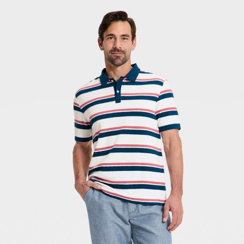 Мужские рубашки Goodfellow & Co Men's Vintage Polo Shirt - Goodfellow & Co™ White Striped M