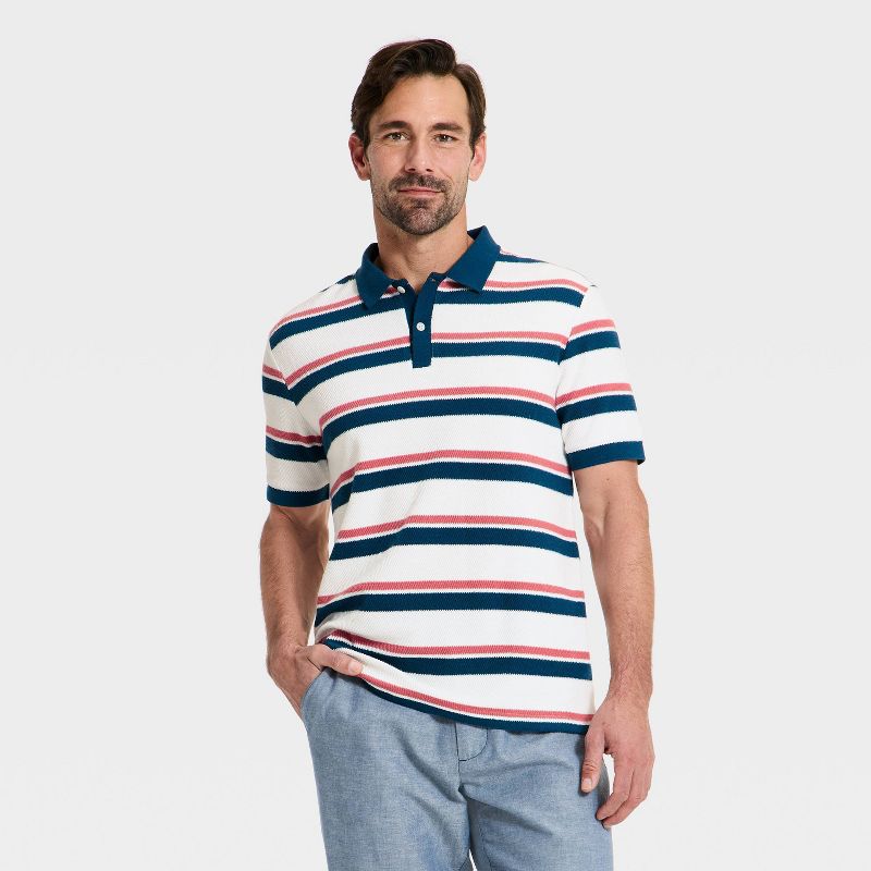 Men's Vintage Polo Shirt - Goodfellow & Co™ White Striped S