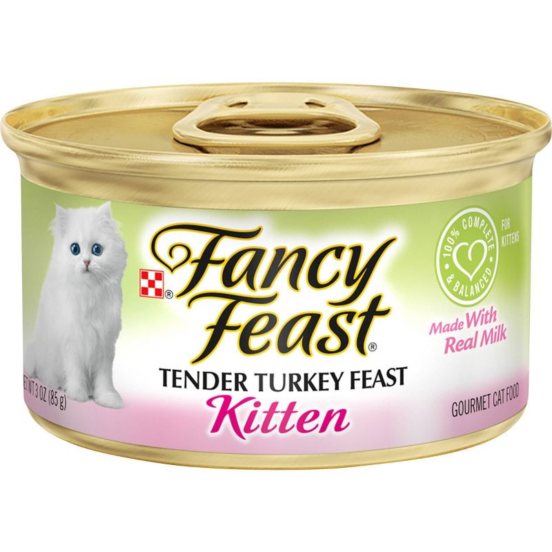 Purina Fancy Feast Classic Pat&#233; Gourmet Wet Cat Food Tender Turkey Feast Kitten - 3oz, 1 of 7