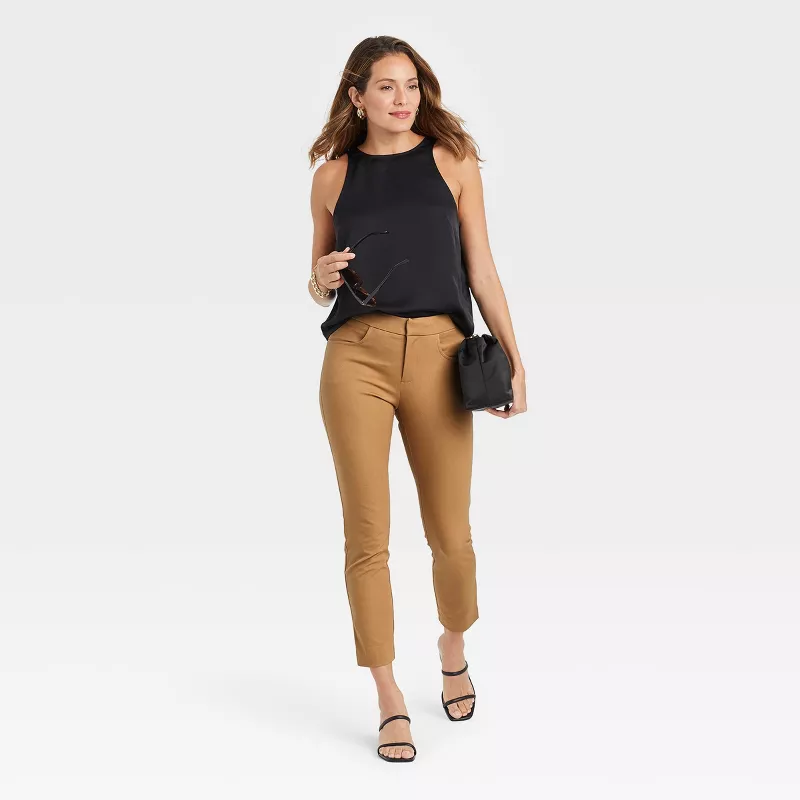 Womens High-Rise Zip-Front Skinny Ankle Pants - A Kuwait