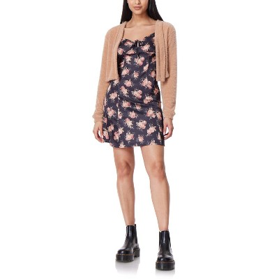 WallFlower Women's Gretta Printed Dress with Cozy Cardigan