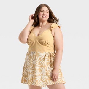 Women's Ruffle Sleeve Woven Halter Top - A New Day™ - 1 of 2