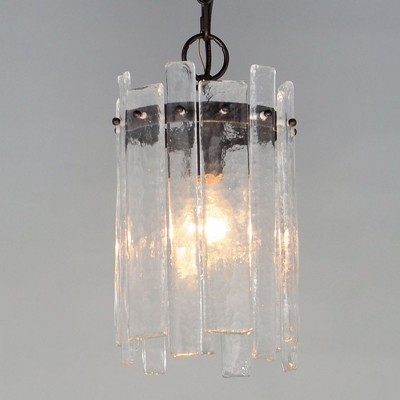 Dark Bronze Artisan Glass Pendant Light with Chain