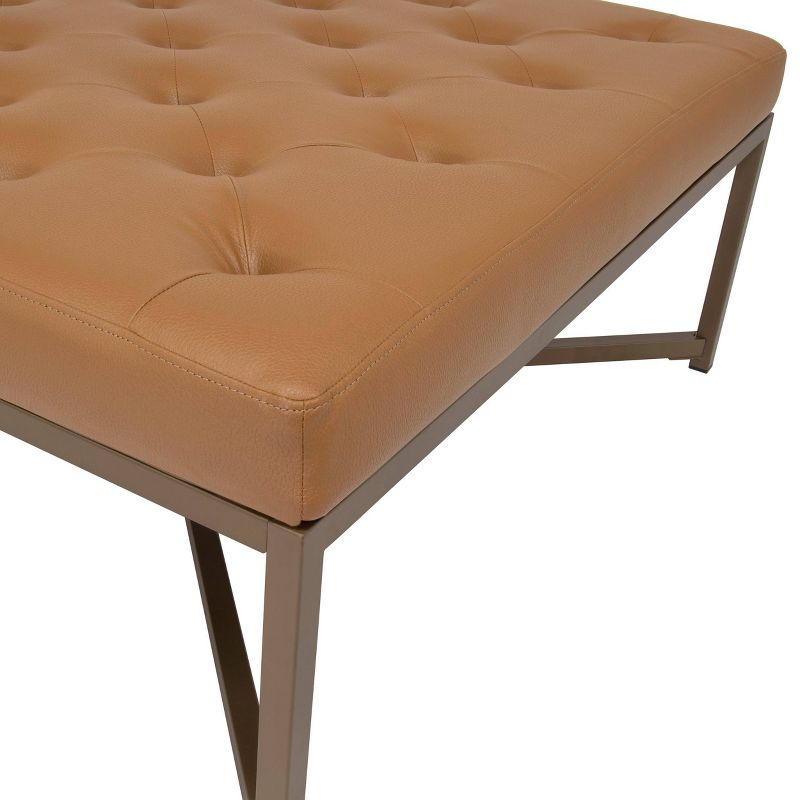 Camber Modern Large Cocktail Tufted Square Ottoman with Metal Frame and Blended Leather - studio designs, 4 of 7