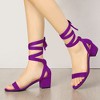 Allegra K Women's Open Toe Block Heel Lace Up Sandals - 2 of 4