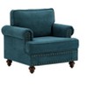 Vynxaria Modern 38" Sectional Love Seat Sofa - Green Chenille Fabric, Upholstered, Brown Legs, for Living Room/Apartment/Bedroom/Home Office - 2 of 4