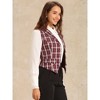 INSPIRE CHIC Women's Plaid Vintage Notched Lapel Collar Single Breasted Waistcoat Vest - 3 of 4