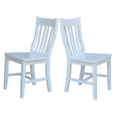 Elegant White Solid Wood High Slat Side Chairs, Set of 2