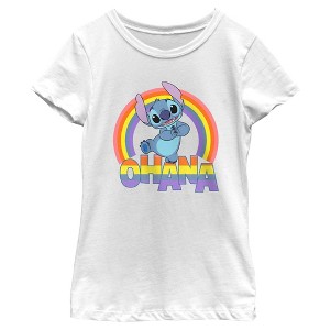 Girl's Lilo & Stitch Rainbow Ohana T-Shirt - 1 of 4