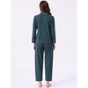 INSPIRE CHIC Women's Lounge Set Cotton Ribbed Button Up Long Sleeve Pants Pattern with Pocket Pajama Set Loungewear - 4 of 4