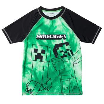 Minecraft Creeper Rash Guard Swim Shirt Little Kid to Big Kid