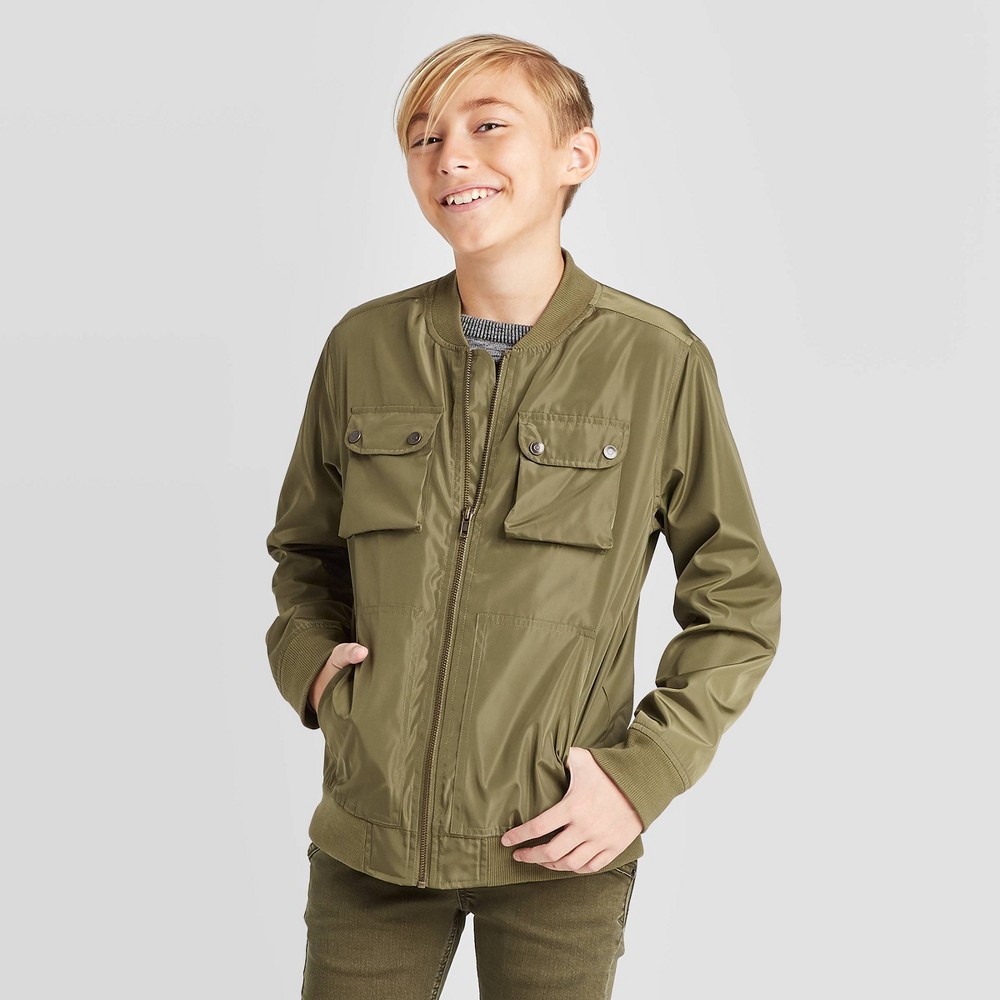 Boys' Long Sleeve Bomber Jacket - Cat & Jack Olive S, Green was $22.99 now $13.79 (40.0% off)