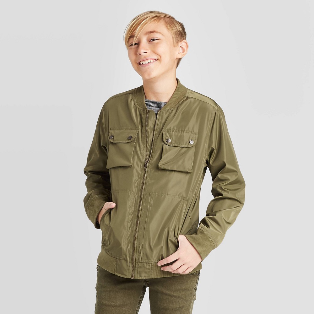 Boys' Long Sleeve Bomber Jacket - Cat & Jack Olive XXL, Boy's, Green was $22.99 now $13.79 (40.0% off)