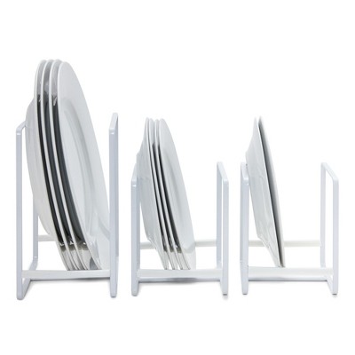 White Iron 3-Piece Kitchen Cabinet Plate Organizer Set