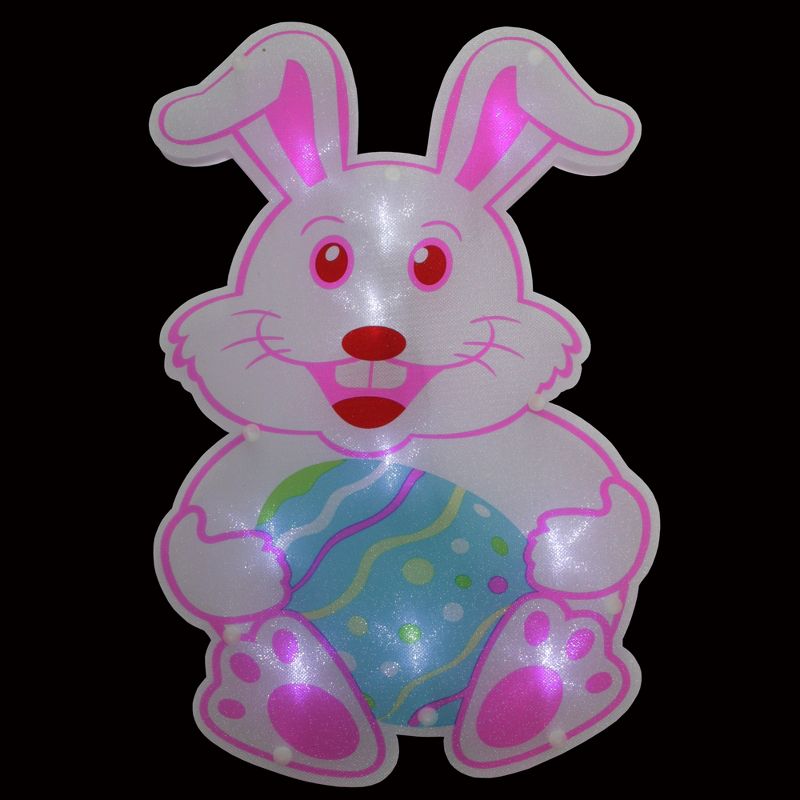 Northlight 13.75"Lighted White and Pink Battery Operated LED Easter Bunny Window Silhouette Decoration, 2 of 3