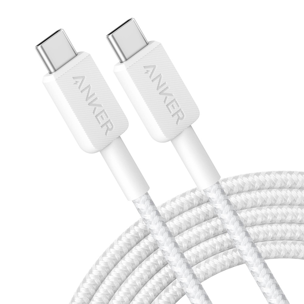 Anker 10' 60W Braided USB-C to USB-C Max Fast Charging Cable - White