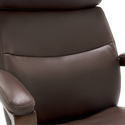 Modern Executive High-Back Brown Leather Swivel Chair with Lumbar Support