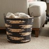 Tapered Woven Basket, Large Decorative Basket with Handles, Black and White Pattern - image 2 of 4