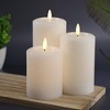 LumiPur 3pk Essentials Natural Glow Flameless Flickering Wax Pillar LED Candles Winter White - 2 of 4