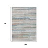Linen And Pale Aqua Striped Washable Indoor Outdoor Area Rug - 3 of 4