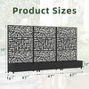 Wooakway 72"H Two-tone Patio Planter Box with Trellis Metal Raised Garden Bed Black Decorative Privacy Screen with Wheels - 4 of 4