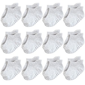 Hudson Baby Unisex Baby Non-Skid No-Show Socks, Gray - 1 of 3