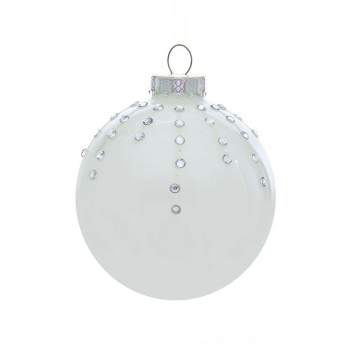 Kurt Adler Ornaments For Christmas Tree, Silver/Black Jeweled Glass Balls,  80 MM Diameter, 6 Piece - Esbenshades
