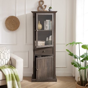 Modern Tall Storage Cabinet with Glass Doors & Shelves-Versatile Freestanding Sideboard with Drawer for Living Room,Kitchen,Dining Room,&Office - 1 of 4