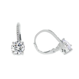 14K Gold Studded Crystal Leverback Earring - 1 of 4
