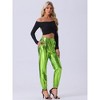 INSPIRE CHIC Women's Metallic Shiny Sparkle Elastic Waist Pants - 2 of 4