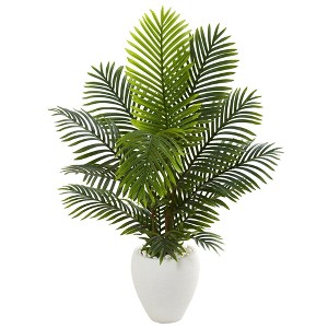 Nearly Natural 4.5-ft Paradise Palm Artificial Tree in White Planter - 1 of 1