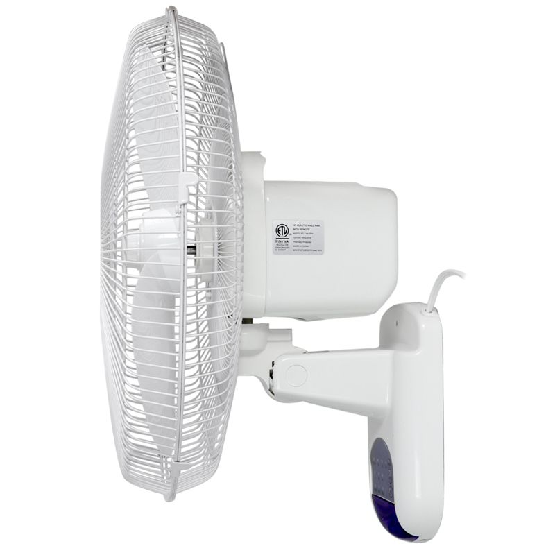 Vie Air 16 Inch 3 Speed Plastic Wall Fan with Remote Control in White, 3 of 8