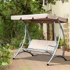 Syemin Patio Swings 3-Seat Outdoor Porch Swing Chair,with Adjustable Canopy, Breathable Seat, and Steel Frame, Beige, 77.25"*45.75"*67.75" - 2 of 4